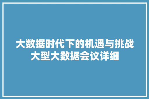 大数据时代下的机遇与挑战大型大数据会议详细  第1张