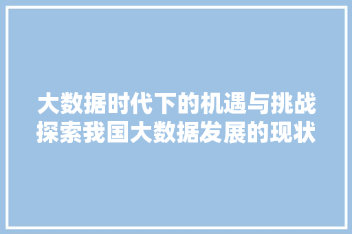 大数据时代下的机遇与挑战探索我国大数据发展的现状与未来  第1张