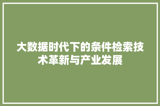 大数据时代下的条件检索技术革新与产业发展