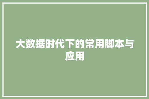 大数据时代下的常用脚本与应用  第1张