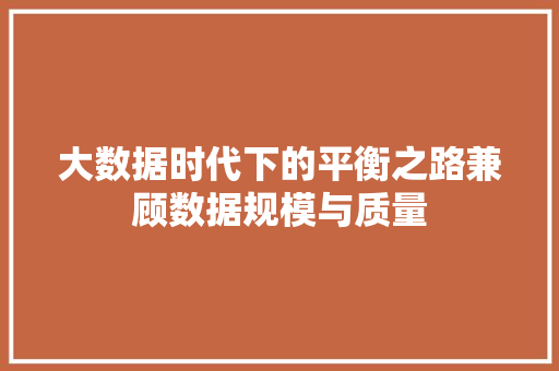 大数据时代下的平衡之路兼顾数据规模与质量  第1张