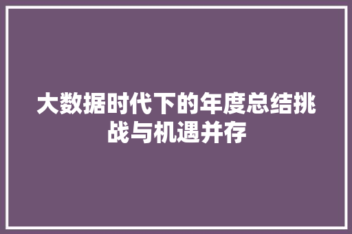 大数据时代下的年度总结挑战与机遇并存  第1张