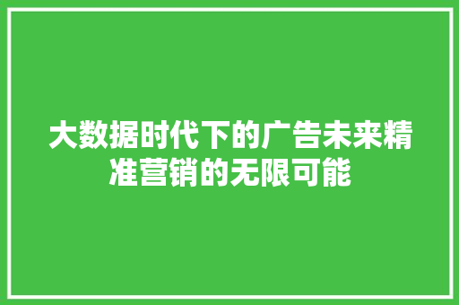 大数据时代下的广告未来精准营销的无限可能  第1张