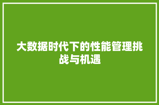 大数据时代下的性能管理挑战与机遇