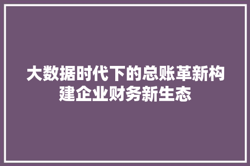 大数据时代下的总账革新构建企业财务新生态