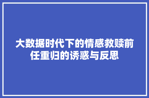 大数据时代下的情感救赎前任重归的诱惑与反思  第1张