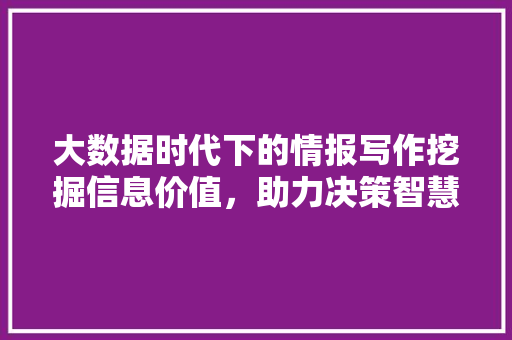 大数据时代下的情报写作挖掘信息价值，助力决策智慧  第1张