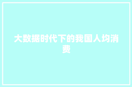 大数据时代下的我国人均消费  第1张