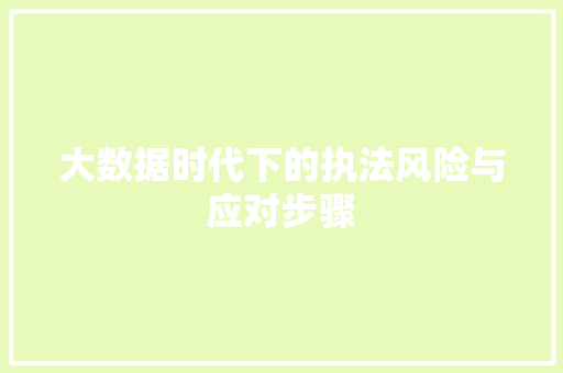 大数据时代下的执法风险与应对步骤  第1张