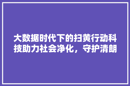 大数据时代下的扫黄行动科技助力社会净化，守护清朗网络空间  第1张