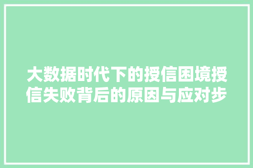 大数据时代下的授信困境授信失败背后的原因与应对步骤  第1张