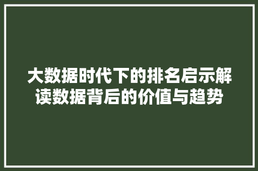 大数据时代下的排名启示解读数据背后的价值与趋势  第1张