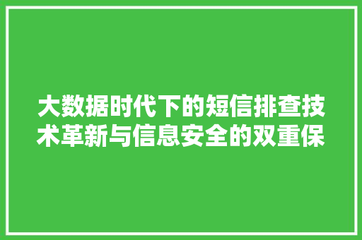 大数据时代下的短信排查技术革新与信息安全的双重保障
