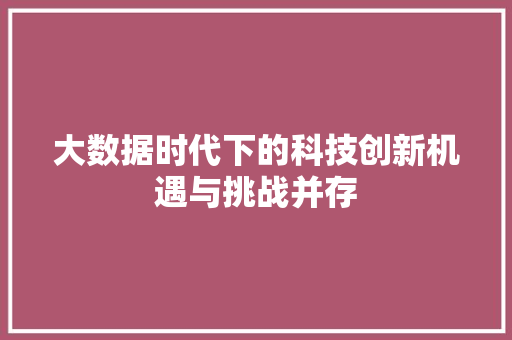 大数据时代下的科技创新机遇与挑战并存  第1张
