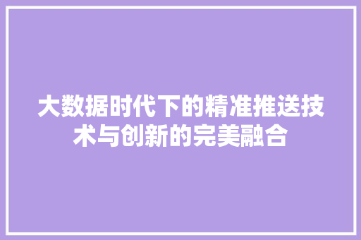 大数据时代下的精准推送技术与创新的完美融合  第1张