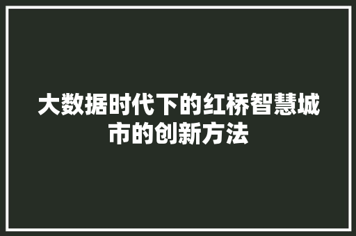 大数据时代下的红桥智慧城市的创新方法  第1张