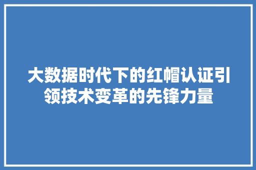 大数据时代下的红帽认证引领技术变革的先锋力量  第1张