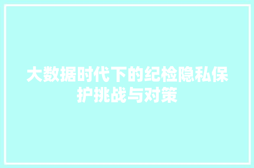 大数据时代下的纪检隐私保护挑战与对策  第1张