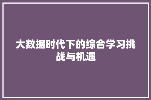 大数据时代下的综合学习挑战与机遇  第1张