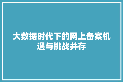 大数据时代下的网上备案机遇与挑战并存