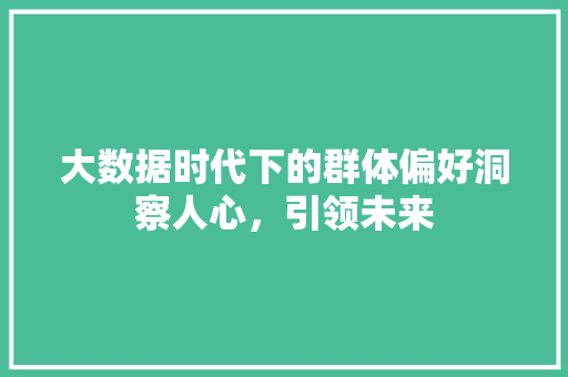 大数据时代下的群体偏好洞察人心，引领未来