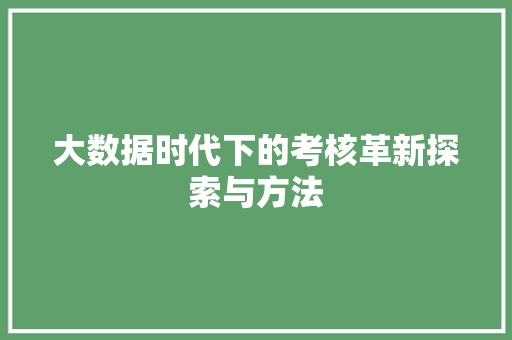 大数据时代下的考核革新探索与方法  第1张