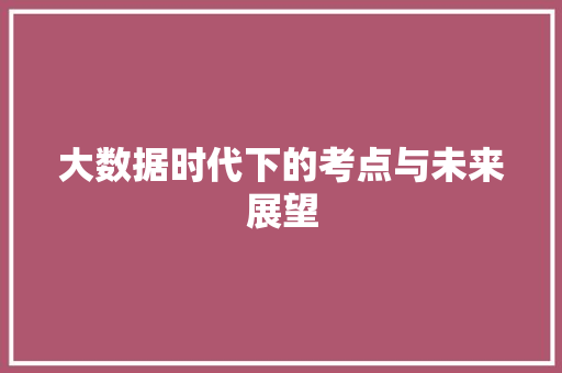 大数据时代下的考点与未来展望