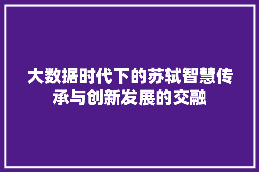 大数据时代下的苏轼智慧传承与创新发展的交融