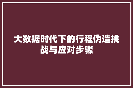 大数据时代下的行程伪造挑战与应对步骤  第1张