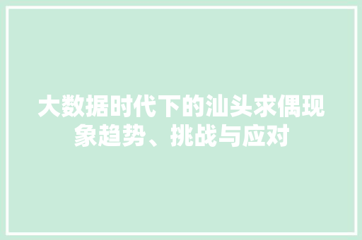 大数据时代下的汕头求偶现象趋势、挑战与应对  第1张