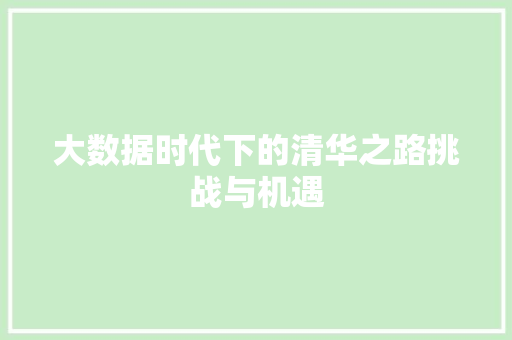 大数据时代下的清华之路挑战与机遇  第1张