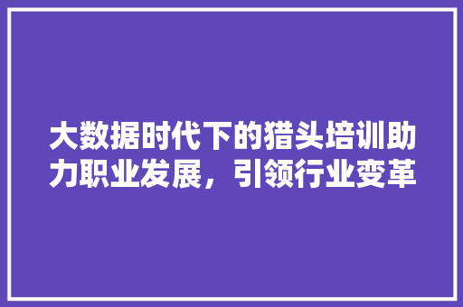 大数据时代下的猎头培训助力职业发展，引领行业变革