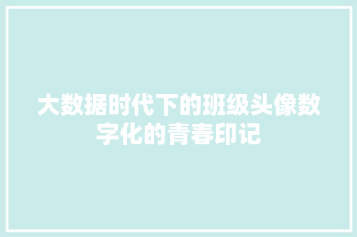 大数据时代下的班级头像数字化的青春印记