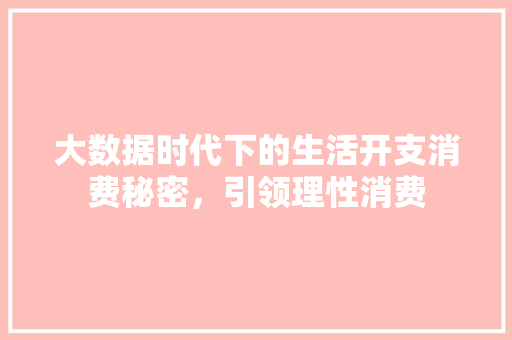 大数据时代下的生活开支消费秘密，引领理性消费  第1张