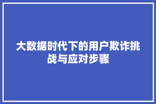 大数据时代下的用户欺诈挑战与应对步骤