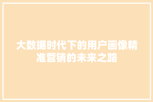 大数据时代下的用户画像精准营销的未来之路