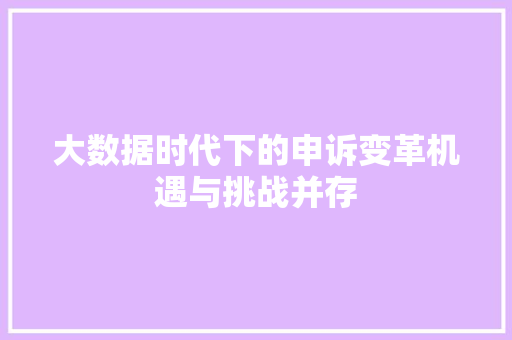 大数据时代下的申诉变革机遇与挑战并存