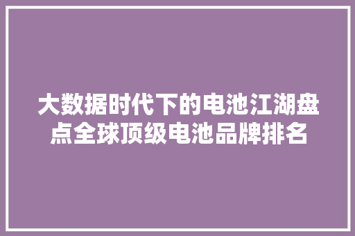 大数据时代下的电池江湖盘点全球顶级电池品牌排名  第1张