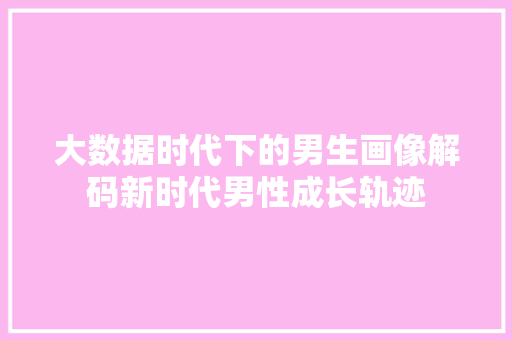 大数据时代下的男生画像解码新时代男性成长轨迹  第1张