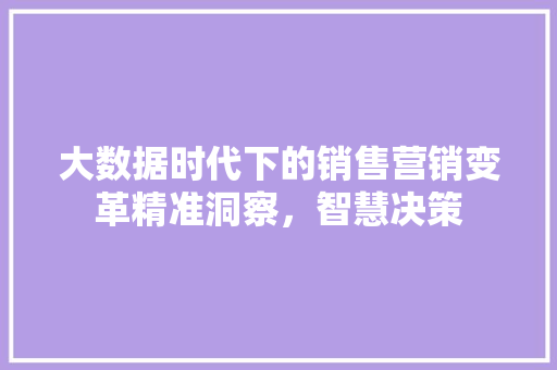 大数据时代下的销售营销变革精准洞察，智慧决策  第1张