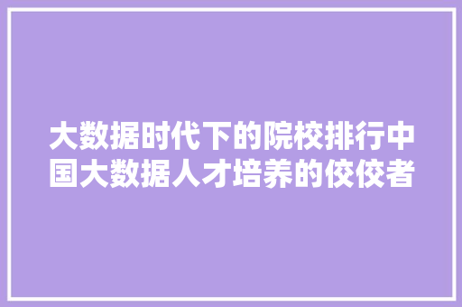 大数据时代下的院校排行中国大数据人才培养的佼佼者  第1张