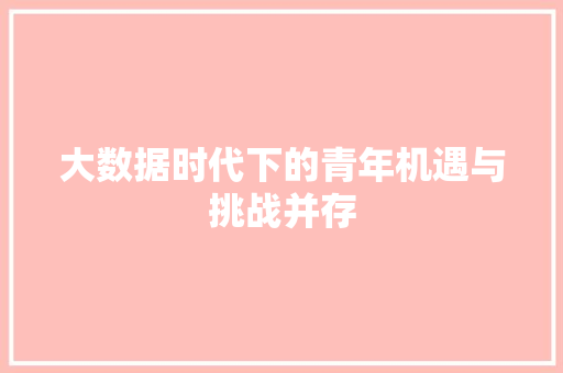 大数据时代下的青年机遇与挑战并存