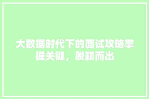 大数据时代下的面试攻略掌握关键，脱颖而出  第1张
