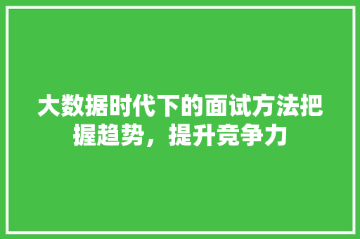 大数据时代下的面试方法把握趋势，提升竞争力  第1张
