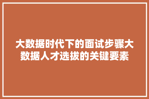 大数据时代下的面试步骤大数据人才选拔的关键要素