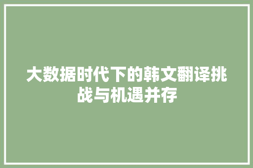 大数据时代下的韩文翻译挑战与机遇并存  第1张