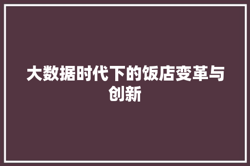 大数据时代下的饭店变革与创新
