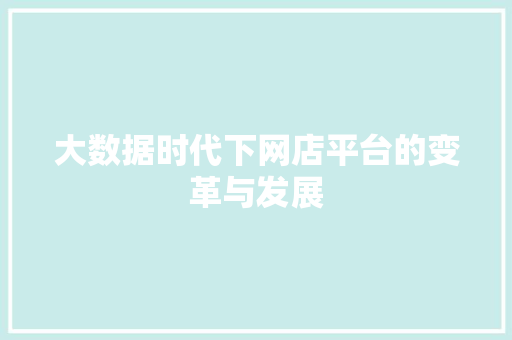 大数据时代下网店平台的变革与发展  第1张