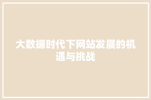 大数据时代下网站发展的机遇与挑战