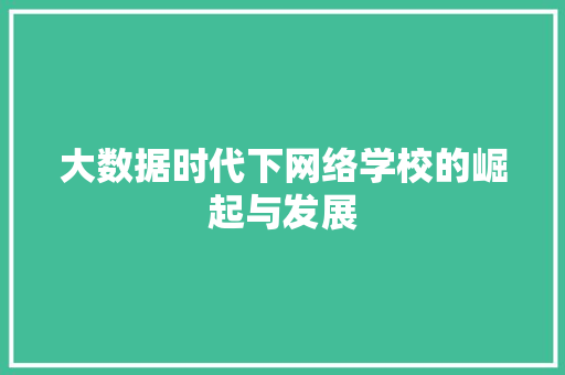 大数据时代下网络学校的崛起与发展  第1张